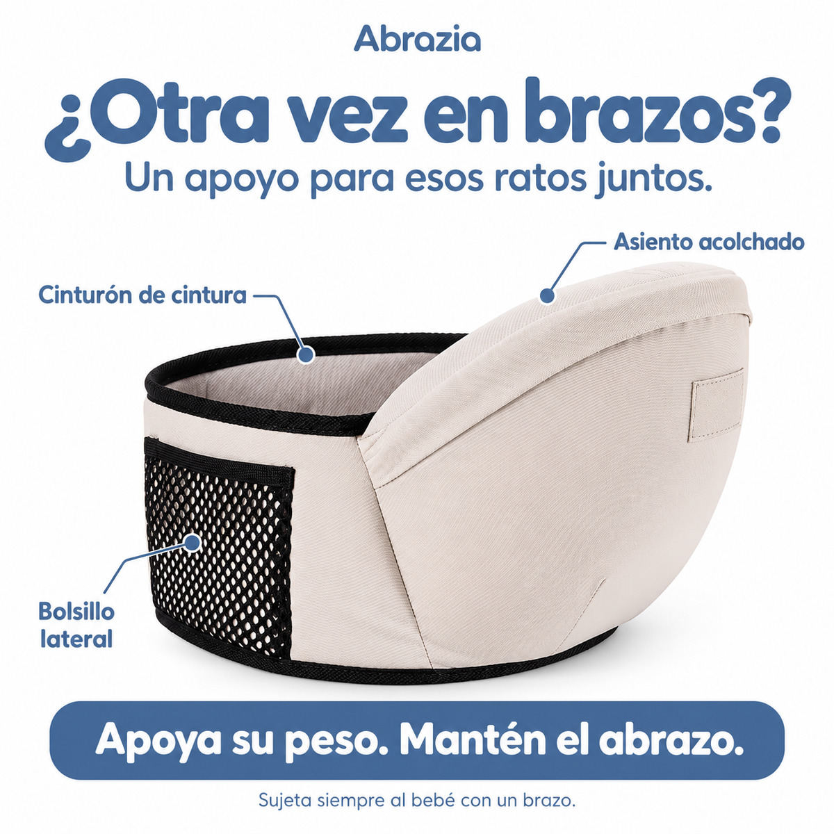 Portabebés de cadera que alivia tu espalda