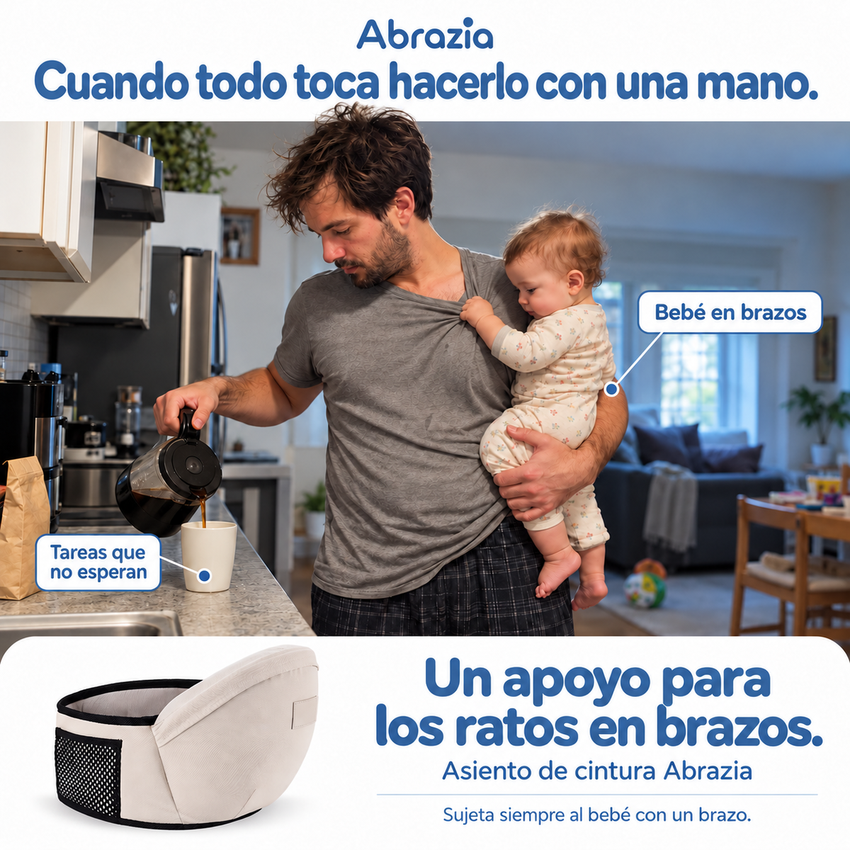 Portabebés de cadera que alivia tu espalda